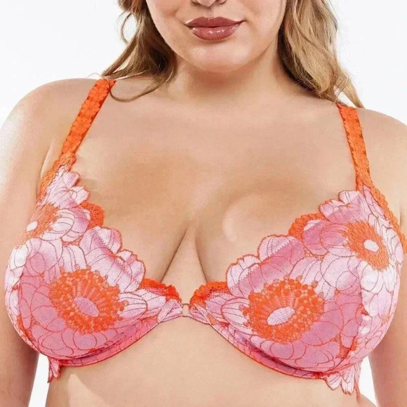 NWT Savage Fenty Rihanna Perfect Poppies Unlined Lace Bralette Demi gold Bra XL - Picture 1 of 3